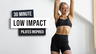 30 MIN LOW IMPACT - PILATES INSPIRED Workout + Stretching - No Equipment, No Repeat