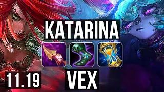 KATARINA vs VEX (MID) | 9/0/4, 1.3M mastery, Legendary, 300+ games | KR Diamond | v11.19