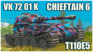 VK 72.01 (K), Chieftain Mk. 6 & T110E5 • WoT Blitz Gameplay