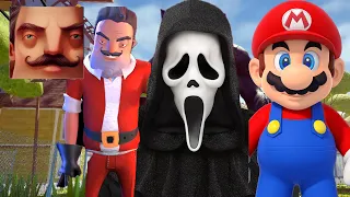 Hello Neighbor - New Neighbor GhostFace Scream 5 Santa Mario History Gameplay Walkthrough