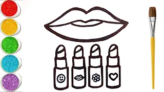 How to Draw a Lipstick , Step by Step🥰 .Easy Easy Drawing and Coloring for Kids💖