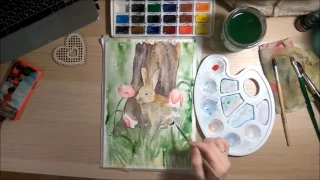 Пасхальный кролик/ Watercolor painting