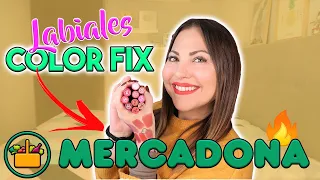 💋TODOS los LABIALES COLOR FIX de MERCADONA! Me PRUEBO TODOS los TONOS👏! | Carla Wonderland