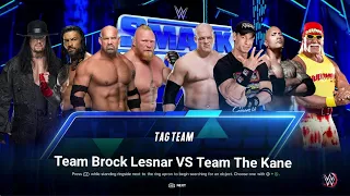 WWE 2K23 Tag Team Undertaker, Roman Reigns, Goldberg, Brock Lesnar VS The Rock, Kane, John SmackDown