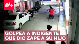 Padre da brutal golpiza a indigente que atacó a su hijo en Oaxaca - N+