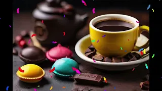 Colored coffee and chocolate with music