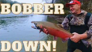 |4K| EPIC BOBBER DOWNS!    Catching Coho & King Salmon w/ Bobber & Eggs/Roe/Skein