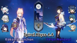 C0 Kokomi Hyperbloom with Full Archon & C1 Yelan National | Genshin Impact Spiral Abyss 4.4