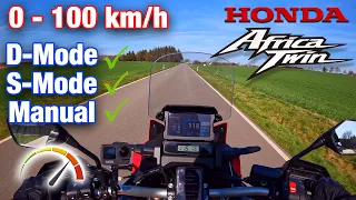 Africa Twin 0-100 km/h Beschleunigung  in verschiedenen Modes