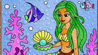 Coloring Mermaid Ariel | How coloring Mermaid with Green hair