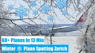 Spectacular Winter Plane Spotting Zurich Airport ❄️ 60+ Planes in 13 Min