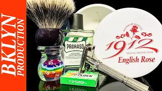 💈 Shaving with a Legendary Gillette Slim Adjustable Razor 1962, Wickham Soap Yaqi Brush Dice Proraso