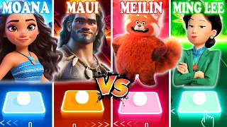 MOANA & MAUI vs TURNING RED MEILIN & MING LEE - TILES HOP EDM RUSH!