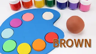 DIY How to Make Rainbow Art Palette and Color Brush with  Play Doh 미술 팔레트 만들기 레인보우 플레이도우 만들기 #42