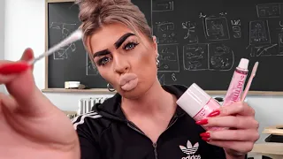 ASMR british chav does your eyebrows in class 💄😳 (roleplay)