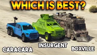 GTA 5 ONLINE : CARACARA VS INSURGENT PICK UP CUSTOM VS BOXVILLE (WHICH IS BEST?)