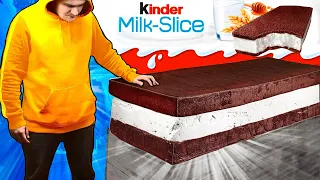 Giant Kinder Milk Slice | How To Make The World’s Largest DIY Kinder by VANZAI COOKING