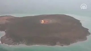 Распространены видео острова в Каспийском море, где произошло извержение грязевого вулкана