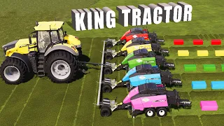 KING OF TRACTORS! SQUARE HAY BALING w/ MEGA TRACTORS! 5 IN1 MACHINES! Farming Simulator 19