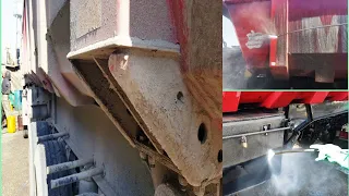 Dump truck cleaning: HUGE muddy KING Faw truck! How deepest cleaning with HOT pressure water?!