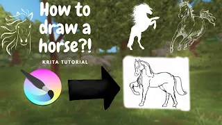 ||How to draw a horse?!|  Krita Tutorial||🐴 🦄🏇🏿