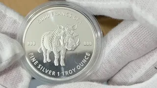 2021 CHAD 🇹🇩, 5000 Francs Warthog Mandala, 1 oz .999 silver BU coin