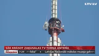 Sāk krāsot zaķusalas TV torņa antenu