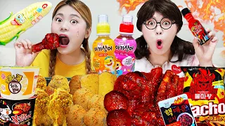 MUKBANG 하이유의 뿌링클 치킨 불닭볶음면 먹방! SPICY FRIED CHICKEN EATING | HIU 하이유