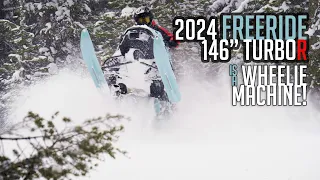 Ski-Doo Freeride TurboR 146" is a wheelie machine! What's New for 2024