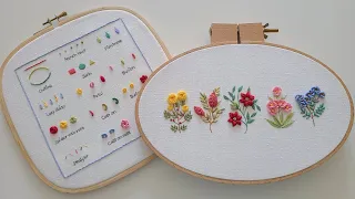 [무료도안/Free pattern] 꽃자수 스티치 샘플러 Flower Embroidery Stitch Sampler