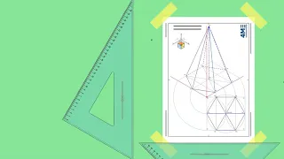 Assonometria  isometrica di una piramide a base esagonale