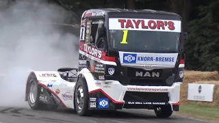 1200HP Turbo Diesel MAN Racing Truck on Hillclimb! - FLATOUT at Goodwood FOS!