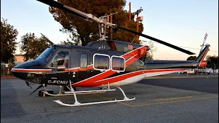 Bell 212 Twin Huey Helicopter Engine Startup & Takeoff UH-1N Canadian Registration C-FCNU