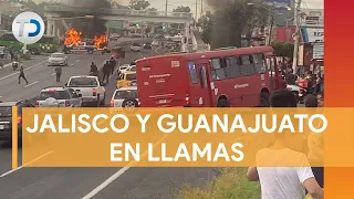 Queman vehículos y comercios en Jalisco y Guanajuato tras enfrentamiento