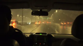 ASMR Highway Driving in Snow at Night Backseat View (No Talking, No Music)