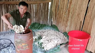 Robert makes beer from cassava. The process fermentation for cassava. Green forest life (ep239)