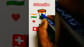 How to draw Indian 🇮🇳 vs🇨🇭 Switzerland flag drawing #viral #drawing #shorts