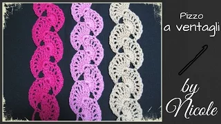 Pizzo a ventagli all'uncinetto- Pizzo all'uncinetto-How to crochet  lace