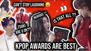 Tsuki get nervous treasure and straykids can't stop laughing - funny kpop idols at award shows 😅