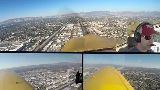 Busy ATC - Fullerton to Van Nuys:  simultaneous multi-cam views; private pilot in a Piper Archer