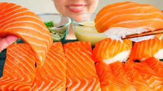 ASMR MUKBANG | SALMON SASHIMI 🧡 | サーモンのお刺身 | English subs | Eating Sounds