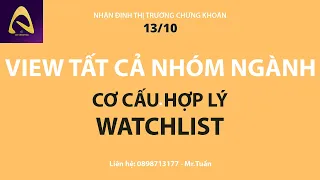 Chứng khoán 13/10: VIEW TẤT CẢ NHÓM NGÀNH để NĐT cơ cấu hợp lý. Xem lại WatchList