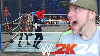 WWE 2K24 we just played the ULTIMATE SPIDER MAN Elimination Chamber