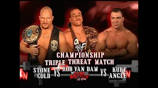 Stone Cold Steve Austin vs Kurt Angle vs Rob Van Dam - No Mercy 2001 - Highlights