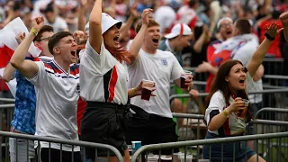 England fans celebrate early Luke Shaw goal in Euro 2020 final