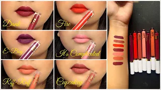 MYGLAMM LIT Liquid Matte Lipstick Swatches & Review || New Shades || Get them for FREE