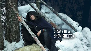 Building Shelter in Snow! 3 Day Solo Winter Camping (Long Cut)
