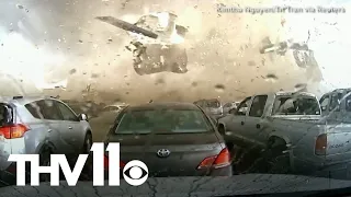 Dashcam video shows tornado ripping through building in Nebraska