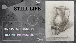 Two-piece still life. We draw the volume using the hatching technique.