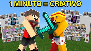 A CADA UM MINUTO GANHAMOS CRIATIVO NO MINECRAFT